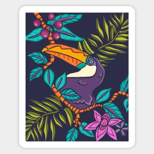 Tropical Toucan Bird, Jungle Wildlife Colorful Botanical Sticker